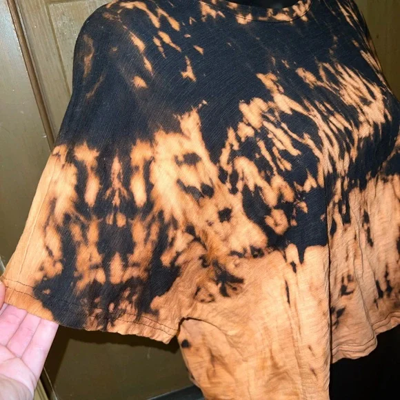 SHEIN Black & Orange Upcycled Tie-Dye Short Sleeve Boxy  Top Size L - Picture 6 of 12